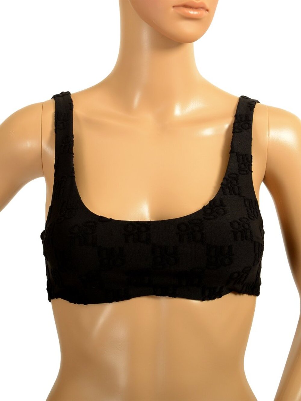 Hugo Boss Women's "Terry mono_bralette" Black Logo Bralette Bra US S IT 40